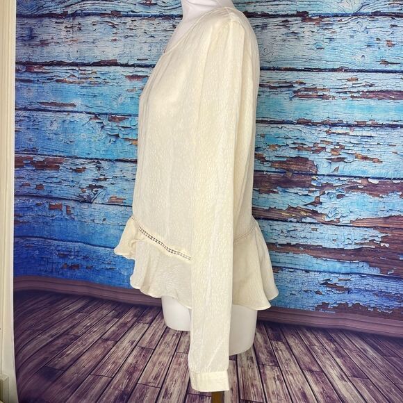 Astr Ivory sheer long sleeve sheer top Large - Picture 6 of 12